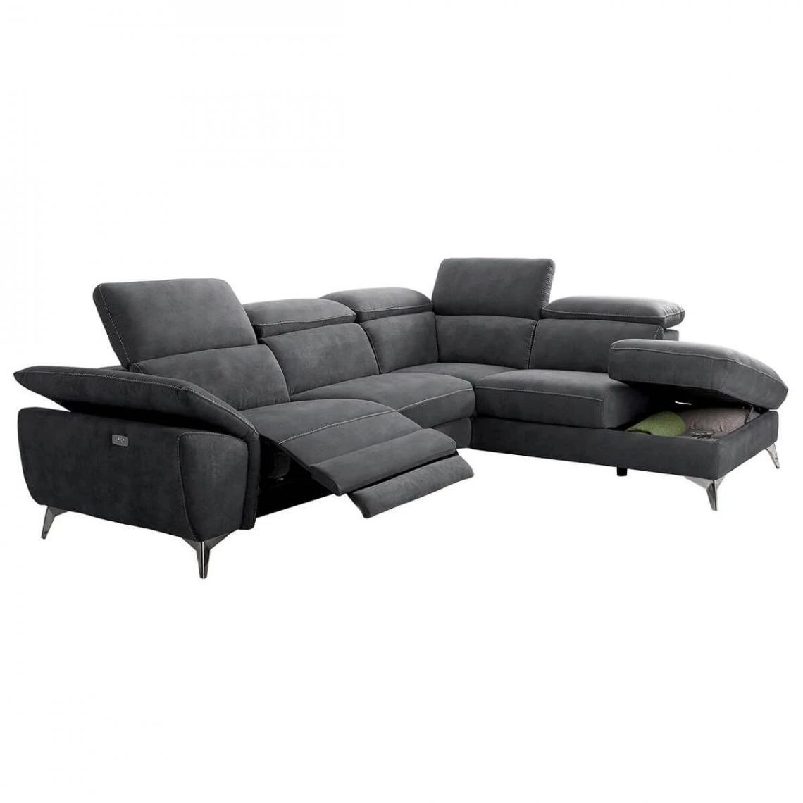 Altobuy TOLEDO - Canapé D'Angle Droit 1 Relax Electrique Gris Foncé 3 Altobuy TOLEDO - Canapé D'Angle Droit 1 Relax Electrique Gris Foncé