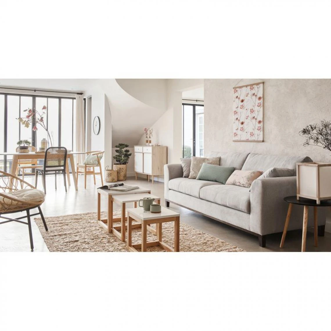 Triple Gigogne LINEA NATURA Blanc/ Naturel GINO 5 Triple Gigogne LINEA NATURA Blanc/ Naturel GINO – Image 3