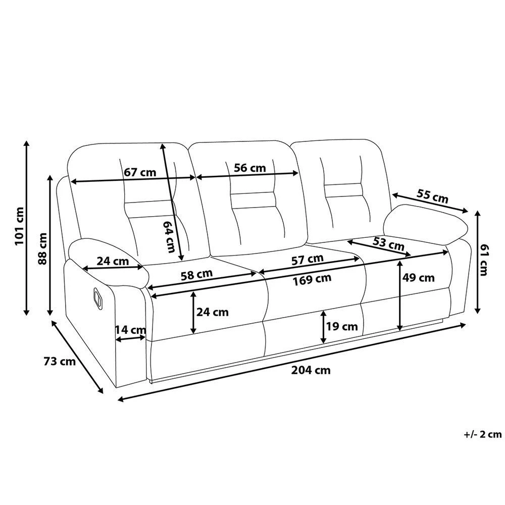 Beliani Canapé 3 Places En Simili Cuir Blanc Avec Position Réglable BERGEN 5 Beliani Canapé 3 Places En Simili Cuir Blanc Avec Position Réglable BERGEN – Image 3