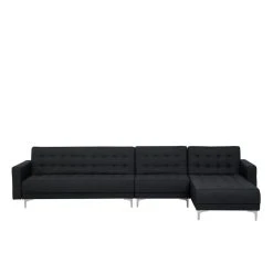 Beliani Canapé Angle Convertible à Gauche En Tissu Gris Graphite ABE...