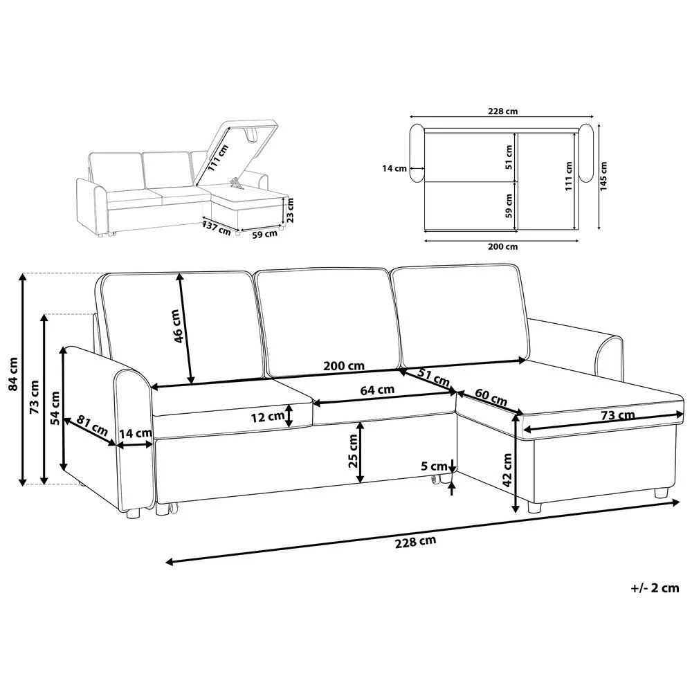 Beliani Canapé Avec Rangement Côté Gauche Marron NESNA 5 Beliani Canapé Avec Rangement Côté Gauche Marron NESNA – Image 3