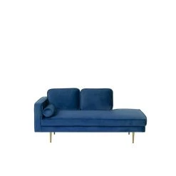 Beliani Méridienne En Velours Bleu Marine Côté Gauche MIRAMAS - Noi...