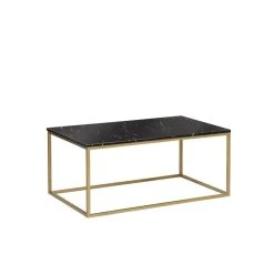 Beliani Table Basse Effet Marbre Noir Avec Pieds Dorés DELANO - Blanc