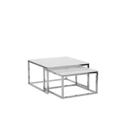Beliani Lot De 2 Tables Basses Blanches BREA -