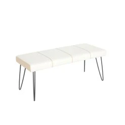 Beliani Bout De Lit En Simili-cuir Blanc BETIN - Noir