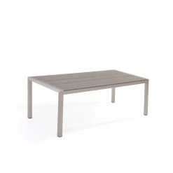 Beliani Table De Jardin En Aluminium Et Bois Synthétique Gris 180 X 9...