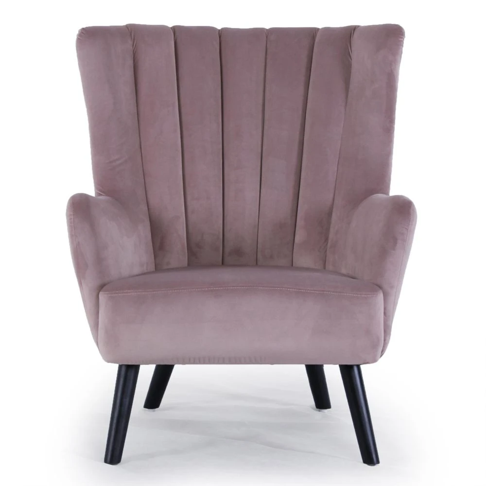 MENZZO Fauteuil Scandinave Vidal En Velours Rose 4 MENZZO Fauteuil Scandinave Vidal En Velours Rose – Image 2