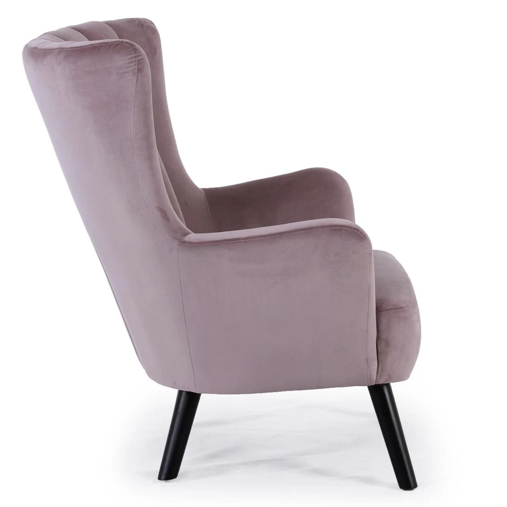 MENZZO Fauteuil Scandinave Vidal En Velours Rose 5 MENZZO Fauteuil Scandinave Vidal En Velours Rose – Image 3