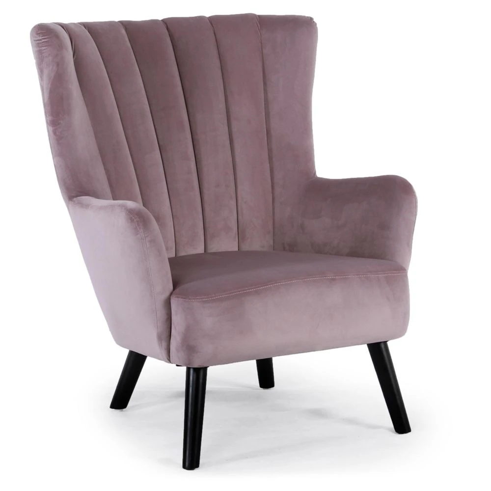 MENZZO Fauteuil Scandinave Vidal En Velours Rose 3 MENZZO Fauteuil Scandinave Vidal En Velours Rose