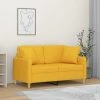 VidaXL Canapé 2 Places Avec Oreillers Et Coussins Jaune Clair 120 Cm