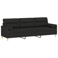VidaXL Canapé 3 Places Et Oreillers Et Coussins Noir 210 Cm Tissu -Vente-unique shop vidaxl canape 3 places et oreillers et coussins noir 210 cm tissu 13741392 37951944 1140x1140