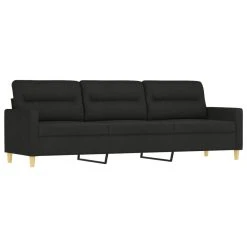 VidaXL Canapé 3 Places Et Oreillers Et Coussins Noir 210 Cm Tissu -Vente-unique shop vidaxl canape 3 places et oreillers et coussins noir 210 cm tissu 13741392 37951946 1140x1140