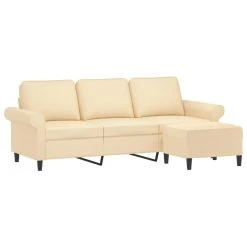 VidaXL Canapé à 3 Places Avec Repose-pieds Crème 180 Cm Tissu 9 VidaXL Canapé à 3 Places Avec Repose-pieds Crème 180 Cm Tissu -Vente-unique shop vidaxl canape a 3 places avec repose pieds creme 180 cm tissu 13692648 37752150 1140x1140