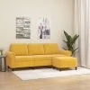 VidaXL Canapé à 3 Places Avec Repose-pieds Jaune Clair 180 Cm Velour...