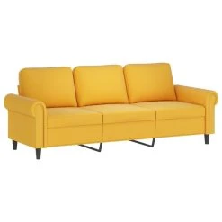 VidaXL Canapé à 3 Places Avec Repose-pieds Jaune Clair 180 Cm Velour... -Vente-unique shop vidaxl canape a 3 places avec repose pieds jaune clair 180 cm velours 13692704 37752382 1140x1140