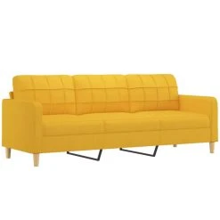 VidaXL Canapé à 3 Places Avec Repose-pieds Jaune Clair 210 Cm Tissu -Vente-unique shop vidaxl canape a 3 places avec repose pieds jaune clair 210 cm tissu 14104634 39287790 1140x1140