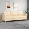 VidaXL Canapé à 3 Places Crème 210 Cm Tissu