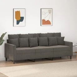 VidaXL Canapé à 3 Places Gris Foncé 180 Cm Velours