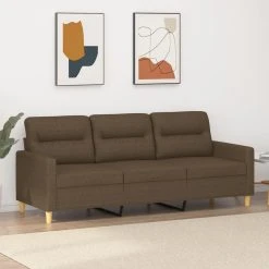 VidaXL Canapé à 3 Places Marron 180 Cm Tissu