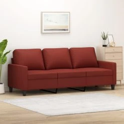 VidaXL Canapé à 3 Places Rouge Bordeaux 180 Cm Similicuir