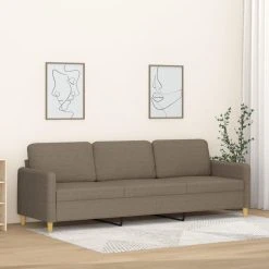 VidaXL Canapé à 3 Places Taupe 210 Cm Tissu