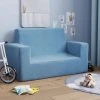 VidaXL Canapé Pour Enfants à 2 Places Bleu Peluche Douce