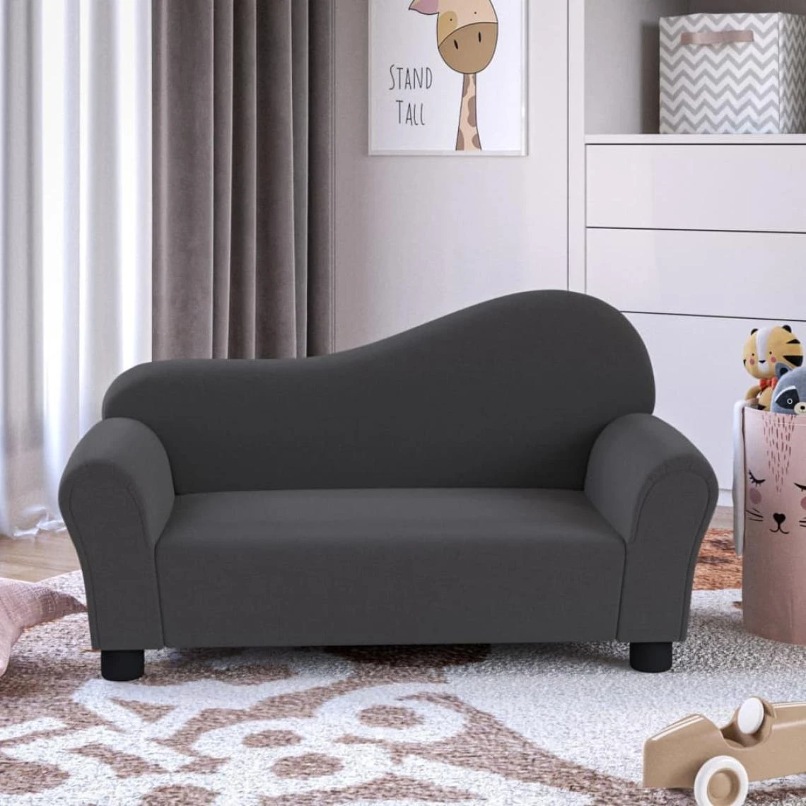 VidaXL Canapé Pour Enfants Gris Clair Tissu 3 VidaXL Canapé Pour Enfants Gris Clair Tissu