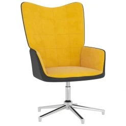 VidaXL Chaise De Relaxation Jaune Moutarde Velours Et PVC