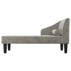VidaXL Chaise Longue Avec Traversin Gris Clair Velours -Vente-unique shop vidaxl chaise longue avec traversin gris clair velours 14104438 39286808 1140x1140