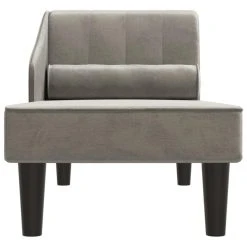 VidaXL Chaise Longue Avec Traversin Gris Clair Velours -Vente-unique shop vidaxl chaise longue avec traversin gris clair velours 14104438 39286810 1140x1140