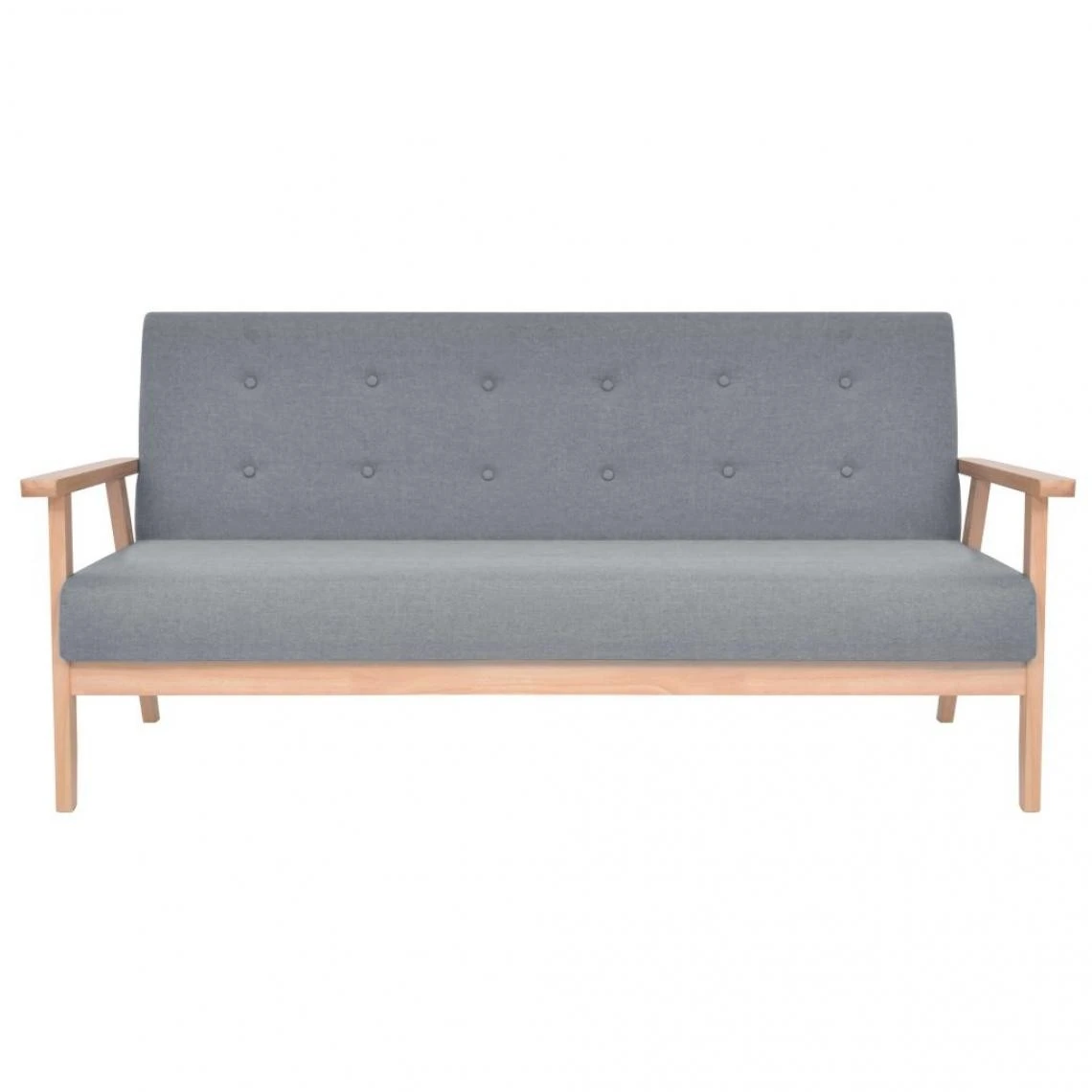 VidaXL Ensemble De Canapés 3 Pcs Tissu Gris Clair 6 VidaXL Ensemble De Canapés 3 Pcs Tissu Gris Clair – Image 4