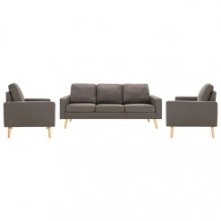 VidaXL Ensemble De Canapés 3 Pcs Tissu Taupe
