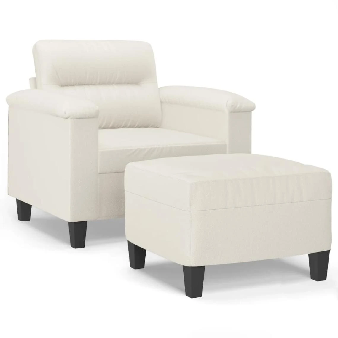 VidaXL Fauteuil Avec Repose-pied Crème 60 M Similicuir 4 VidaXL Fauteuil Avec Repose-pied Crème 60 M Similicuir – Image 2