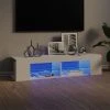 VidaXL Meuble TV Avec Lumières LED Blanc Brillant 135x39x30 Cm