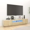 VidaXL Meuble TV Avec Lumières LED Chêne Sonoma 180x35x40 Cm
