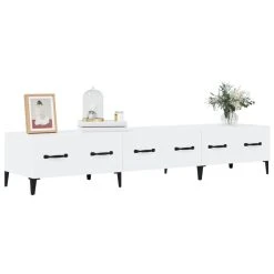 VidaXL Meuble TV Blanc Brillant 150x34,5x30 Cm Bois D'ingénierie -Vente-unique shop vidaxl meuble tv blanc brillant 150x345x30 cm bois dingenierie 13723186 37864386 1140x1140