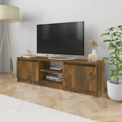 VidaXL Meuble TV Chêne Fumé 120x30x35,5 Cm Bois D'ingénierie