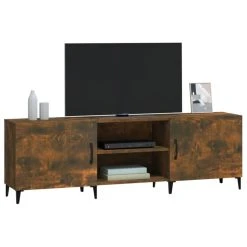 VidaXL Meuble TV Chêne Fumé 150x30x50 Cm Bois D'ingénierie -Vente-unique shop vidaxl meuble tv chene fume 150x30x50 cm bois dingenierie 13592728 37321578 1140x1140
