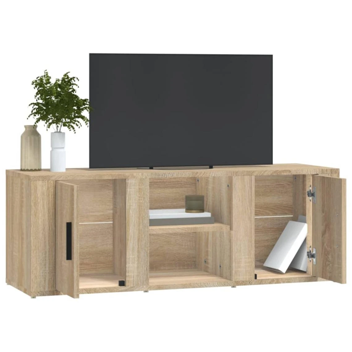 VidaXL Meuble TV Chêne Sonoma 100x31,5x35 Cm Bois D'ingénierie 5 VidaXL Meuble TV Chêne Sonoma 100x31,5x35 Cm Bois D'ingénierie – Image 3