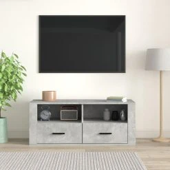 VidaXL Meuble TV Gris Béton 100x35x40 Cm Bois D'ingénierie -Vente-unique shop vidaxl meuble tv gris beton 100x35x40 cm bois dingenierie 13694164 37756108 1140x1140