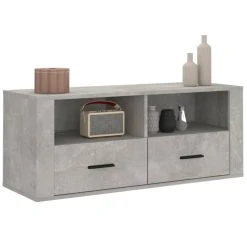 VidaXL Meuble TV Gris Béton 100x35x40 Cm Bois D'ingénierie -Vente-unique shop vidaxl meuble tv gris beton 100x35x40 cm bois dingenierie 13694164 37756110 1140x1140