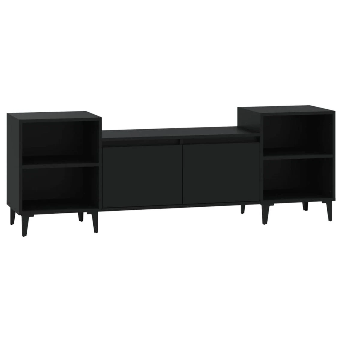 VidaXL Meuble TV Noir 160x35x55 Cm Bois D'ingénierie 4 VidaXL Meuble TV Noir 160x35x55 Cm Bois D'ingénierie – Image 2