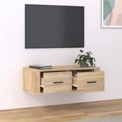 VidaXL Meuble TV Suspendu Chêne Sonoma 80x36x25 Cm Bois D'ingénierie -Vente-unique shop vidaxl meuble tv suspendu chene sonoma 80x36x25 cm bois dingenierie 13696430 37770410 1140x1140