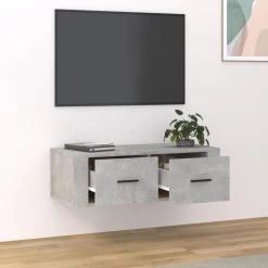 VidaXL Meuble TV Suspendu Gris Béton 80x36x25 Cm Bois D'ingénierie -Vente-unique shop vidaxl meuble tv suspendu gris beton 80x36x25 cm bois dingenierie 13701404 37786006 1140x1140