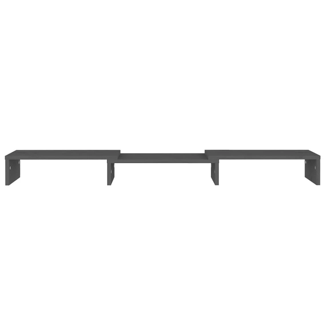 VidaXL Support De Moniteur Gris 80x24x10,5 Cm Bois De Pin Solide 7 VidaXL Support De Moniteur Gris 80x24x10,5 Cm Bois De Pin Solide – Image 5