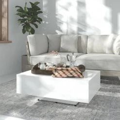 VidaXL Table Basse Blanc Brillant 85x55x31 Cm Aggloméré