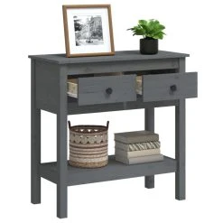 VidaXL Table Console Gris 75x35x75 Cm Bois Massif De Pin -Vente-unique shop vidaxl table console gris 75x35x75 cm bois massif de pin 14119558 39347452 1140x1140