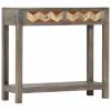VidaXL Table Console Gris 86 X 30 X 76 Cm Bois De Manguier Massif