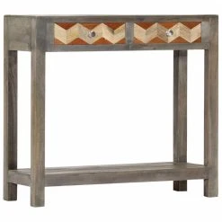VidaXL Table Console Gris 86 X 30 X 76 Cm Bois De Manguier Massif