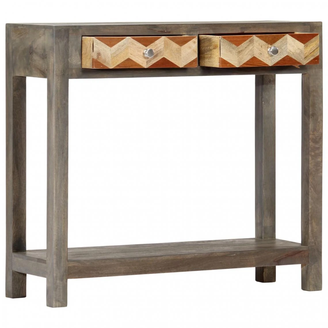 VidaXL Table Console Gris 86 X 30 X 76 Cm Bois De Manguier Massif 5 VidaXL Table Console Gris 86 X 30 X 76 Cm Bois De Manguier Massif – Image 3